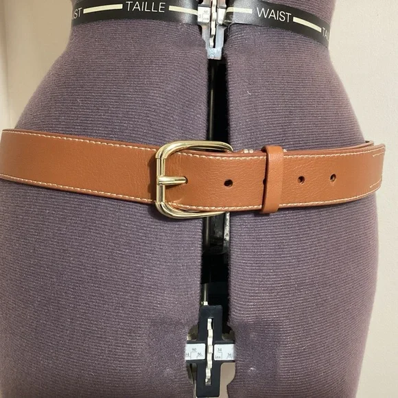 Talbots Womens Genuine Leather Belt Size L Tan Brown Minimalist Workwear Classic - Picture 7 of 16